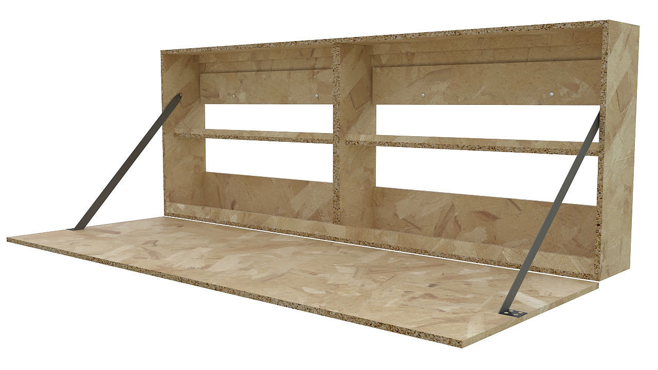 Wall mounted folding desk 3D model_3