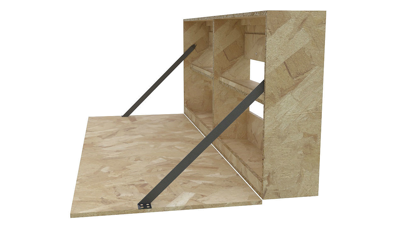 Wall mounted folding desk 3D model_4