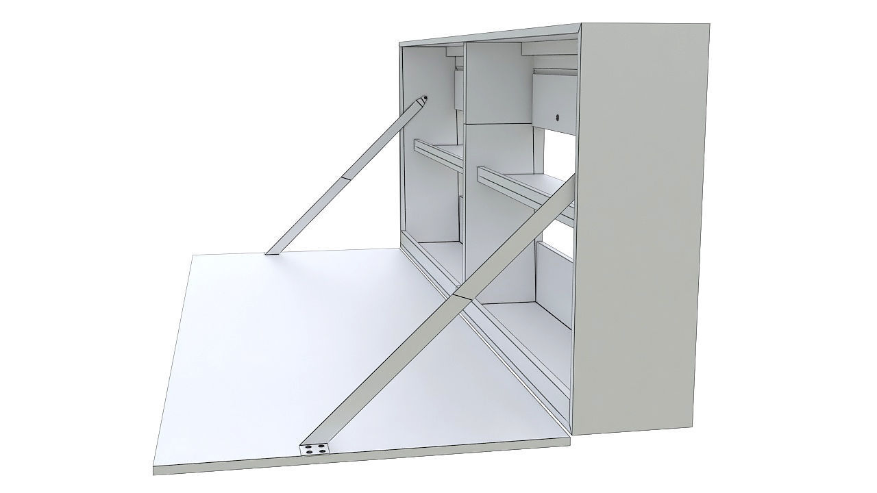 Wall mounted folding desk 3D model_5