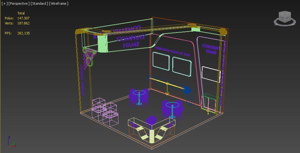 Booth Exhibition Stand Stall 6x6m Height 500 cm3 Side Open 3D model_6