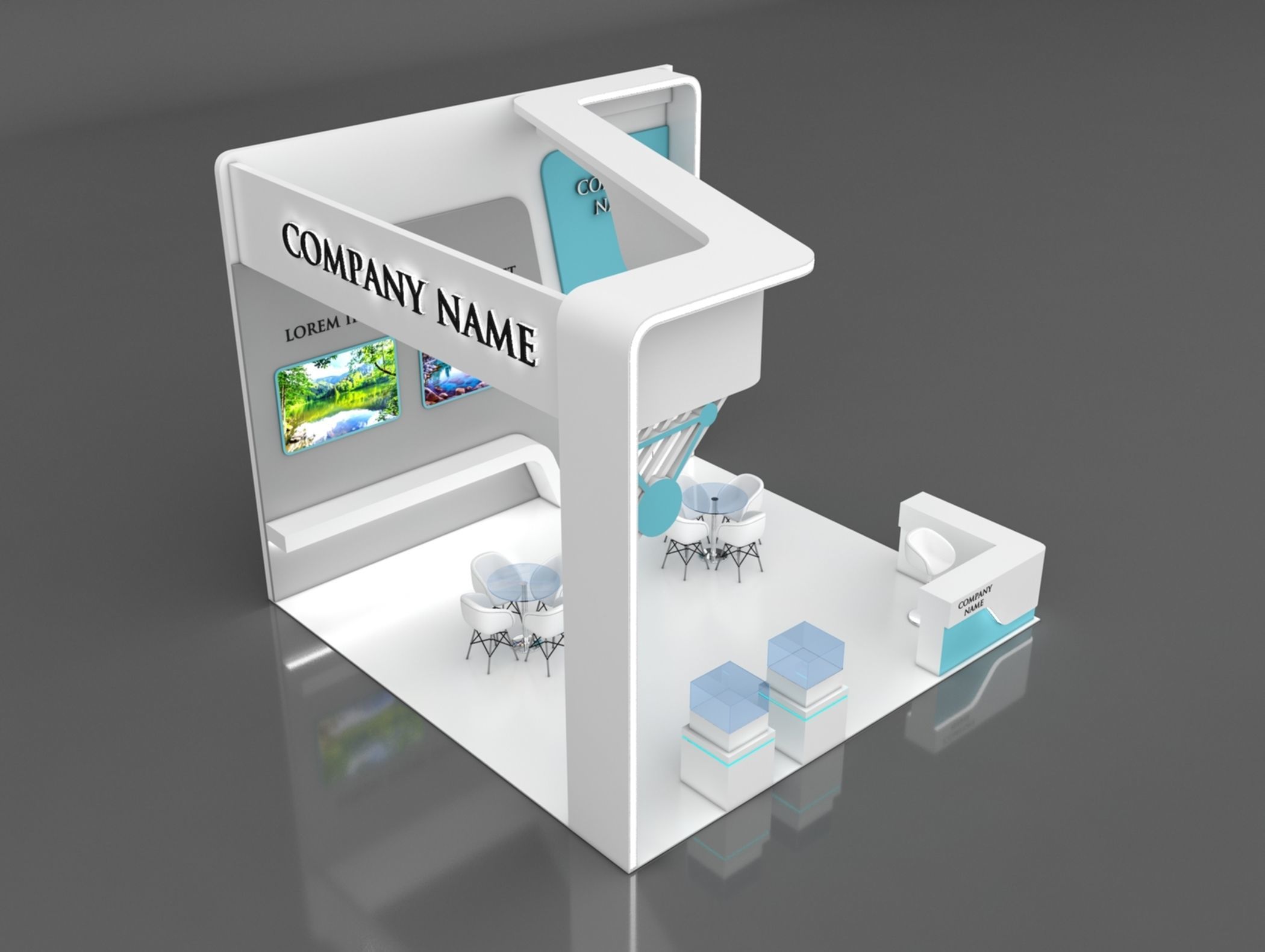 Booth Exhibition Stand Stall 6x6m Height 500 cm3 Side Open 3D model_2