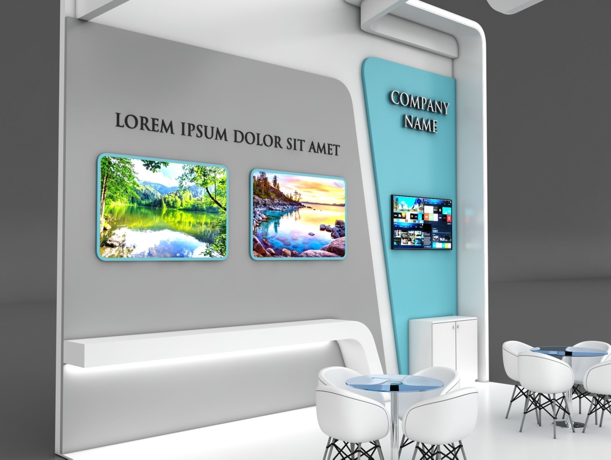 Booth Exhibition Stand Stall 6x6m Height 500 cm3 Side Open 3D model_5