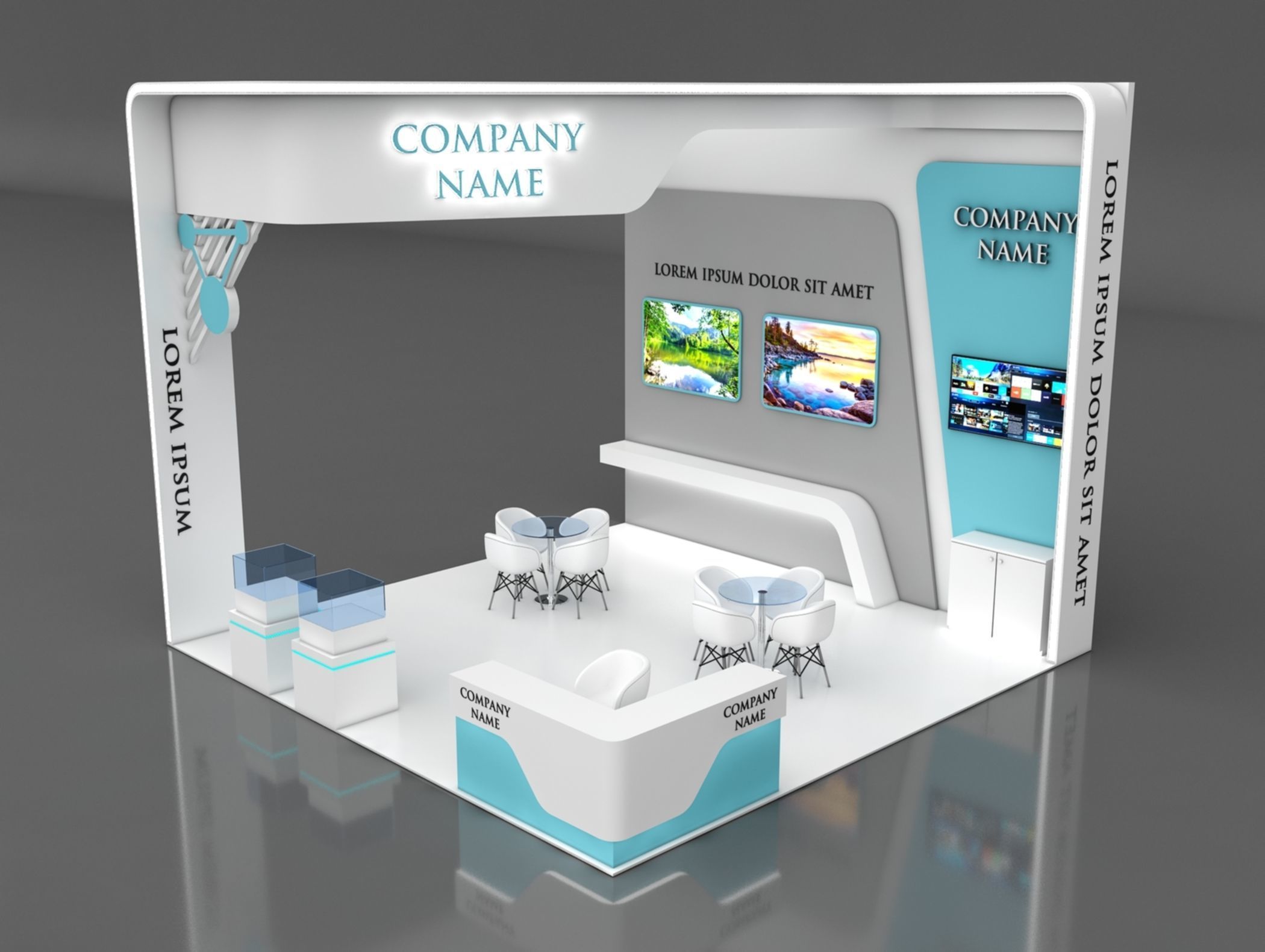 Booth Exhibition Stand Stall 6x6m Height 500 cm3 Side Open 3D model_3