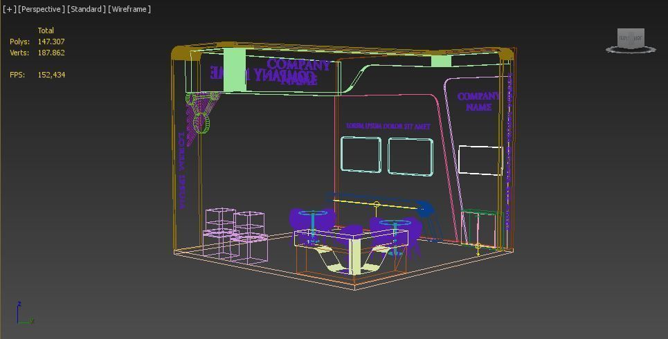 Booth Exhibition Stand Stall 6x6m Height 500 cm3 Side Open 3D model_7
