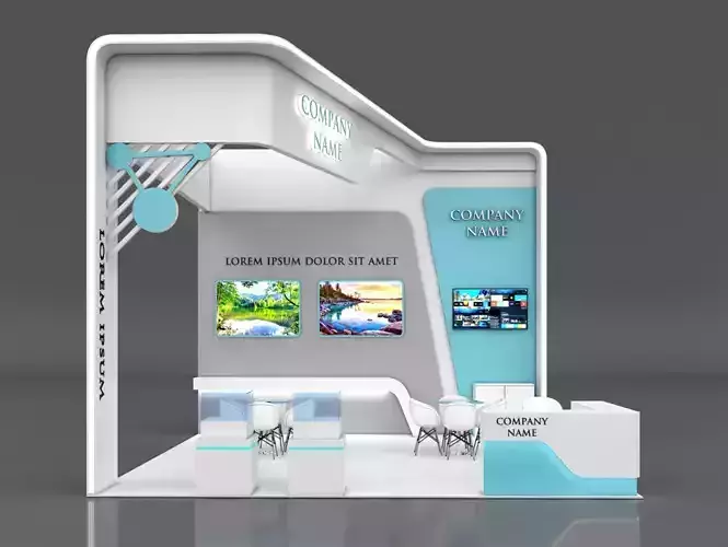 Booth Exhibition Stand Stall 6x6m Height 500 cm3 Side Open 3D model