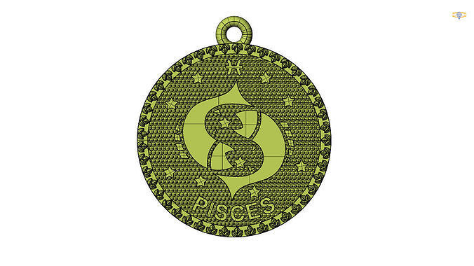 pisces zodiac sign pendant 3d file 3D print model