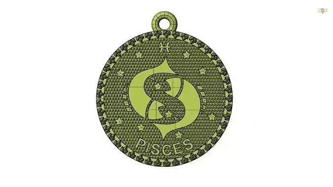 pisces zodiac sign pendant 3d file