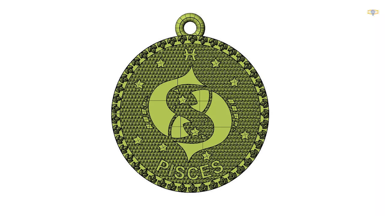 pisces zodiac sign pendant 3d file 3D print model_0