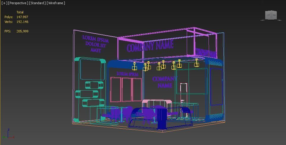 Booth Exhibition Stand Stall 6x6m Height 500 cm 2 Side Open 3D model_6