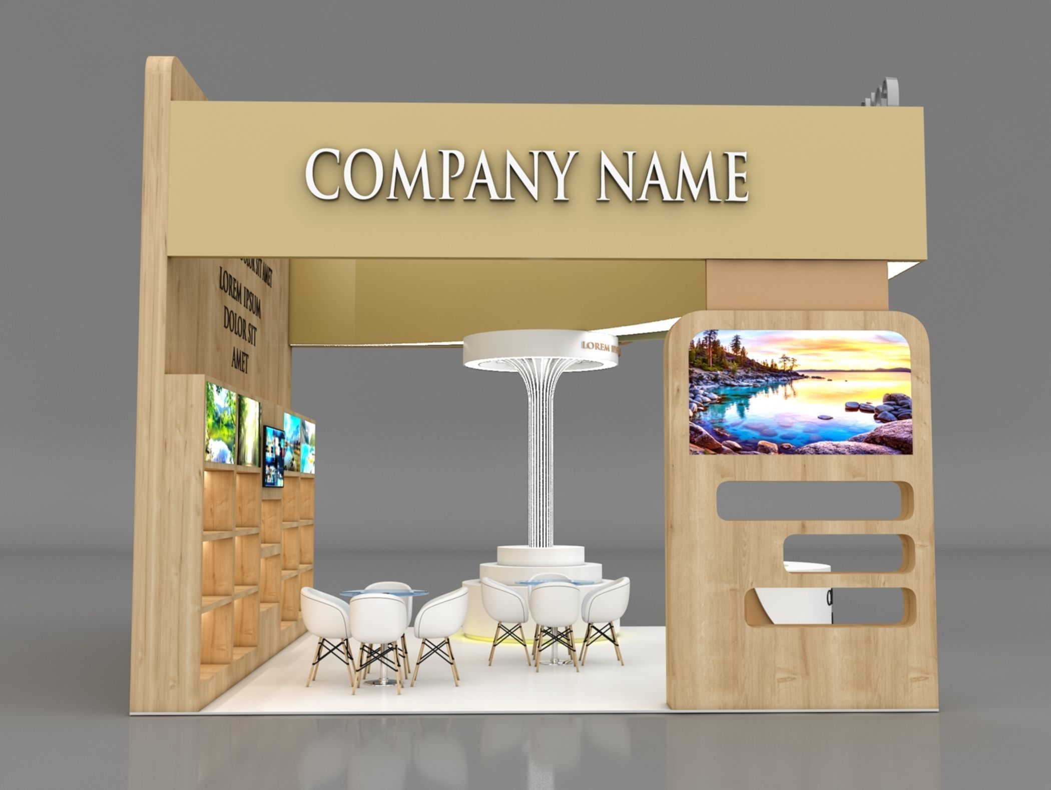 Booth Exhibition Stand Stall 6x6m Height 500 cm 3 Side Open 3D model_6