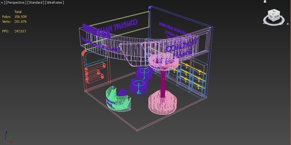 Booth Exhibition Stand Stall 6x6m Height 500 cm 3 Side Open 3D model_8