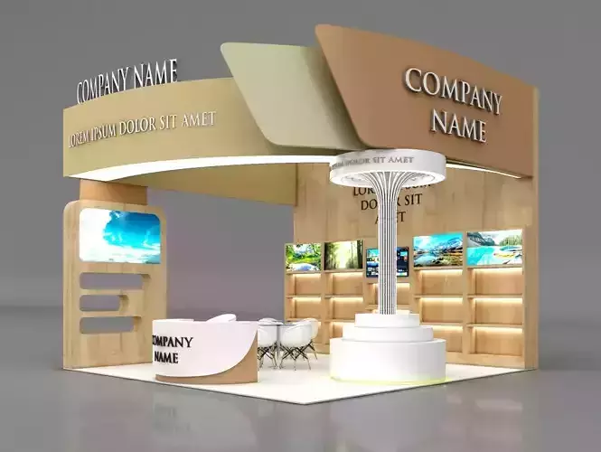 Booth Exhibition Stand Stall 6x6m Height 500 cm 3 Side Open 3D model Booth Exhibition Stand Stall 6x6m Height 500 cm 3 Side Open 3D model