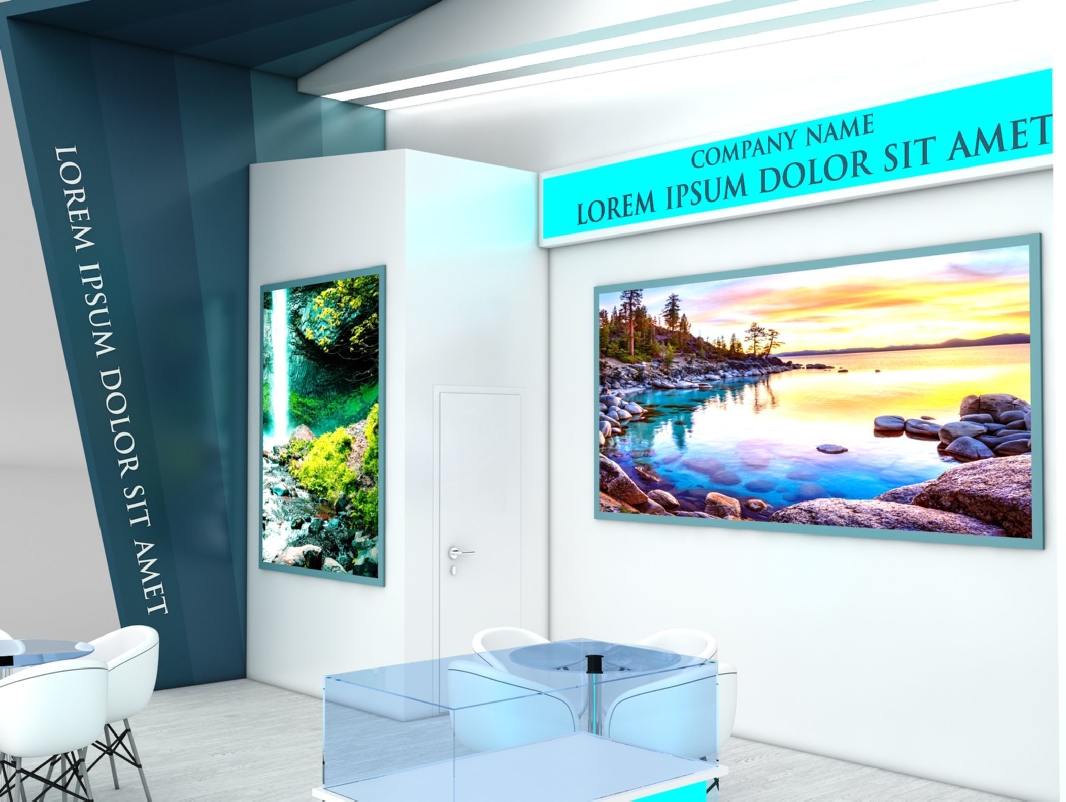 Booth Exhibition Stand Stall 6x6m Height 500 cm 3 Side Open 3D model_5