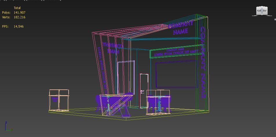 Booth Exhibition Stand Stall 6x6m Height 500 cm 3 Side Open 3D model_6