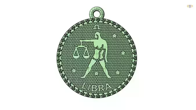 libra zodiac sign pendant 3d file