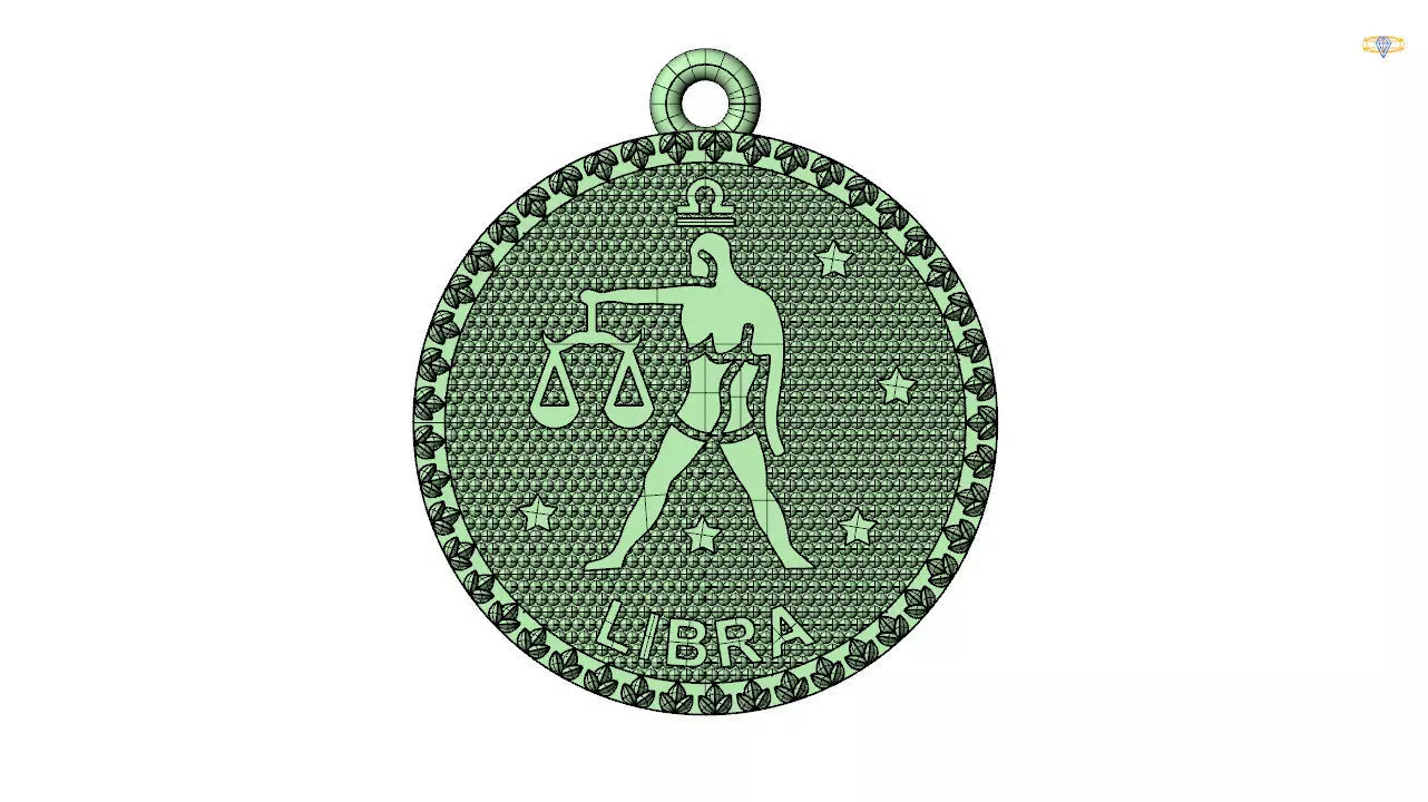 libra zodiac sign pendant 3d file 3D print model_0