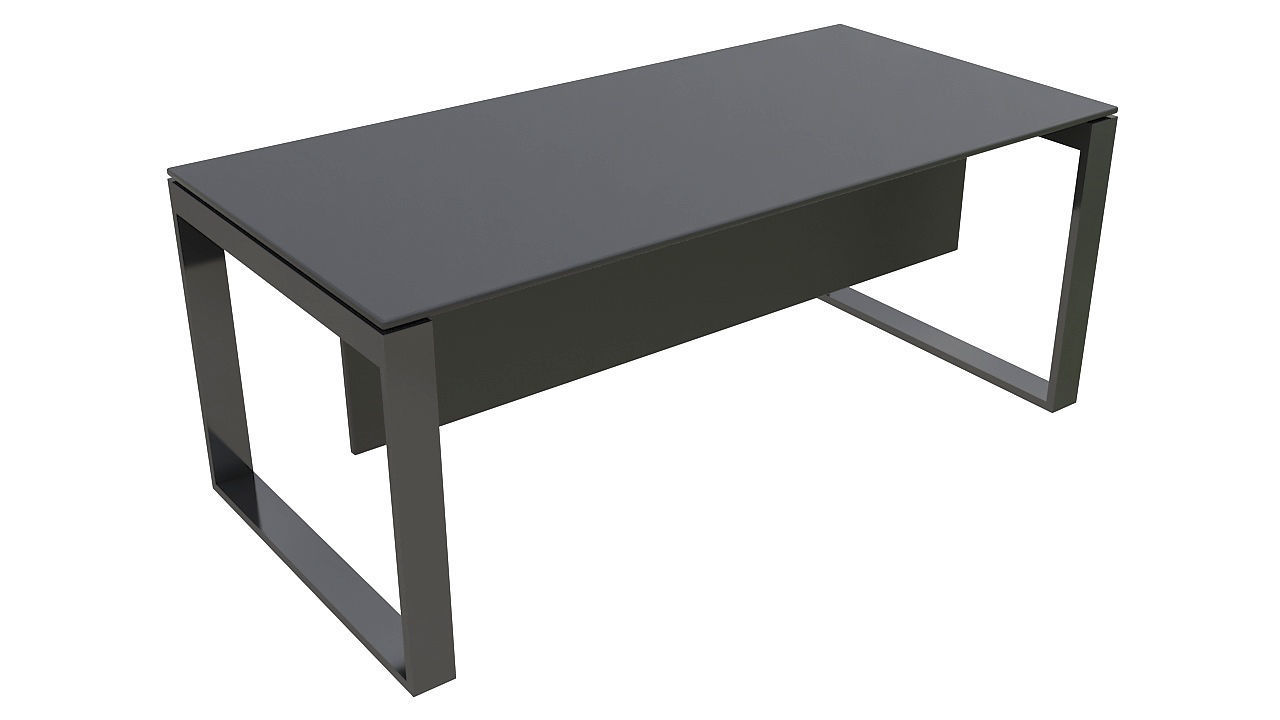 Leather metal desk 3D model_1