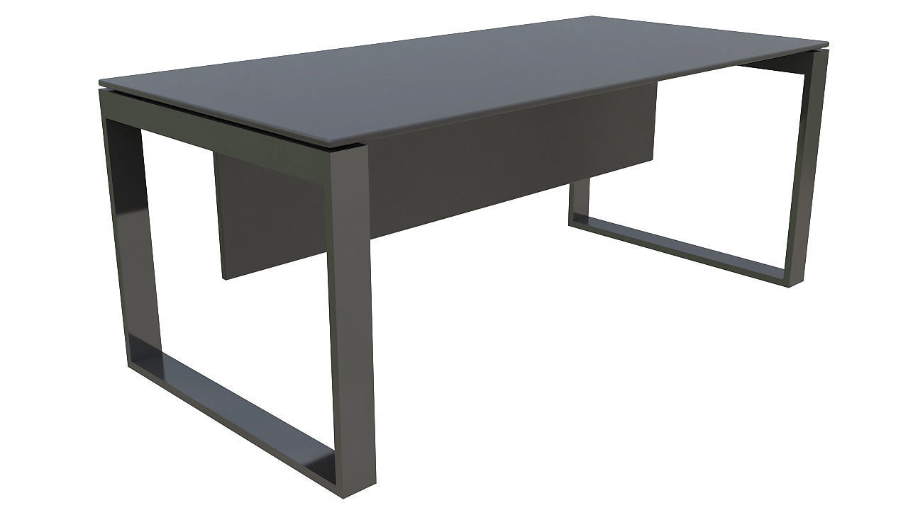 Leather metal desk 3D model_5