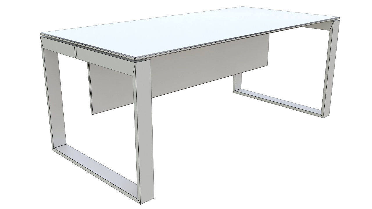 Leather metal desk 3D model_6