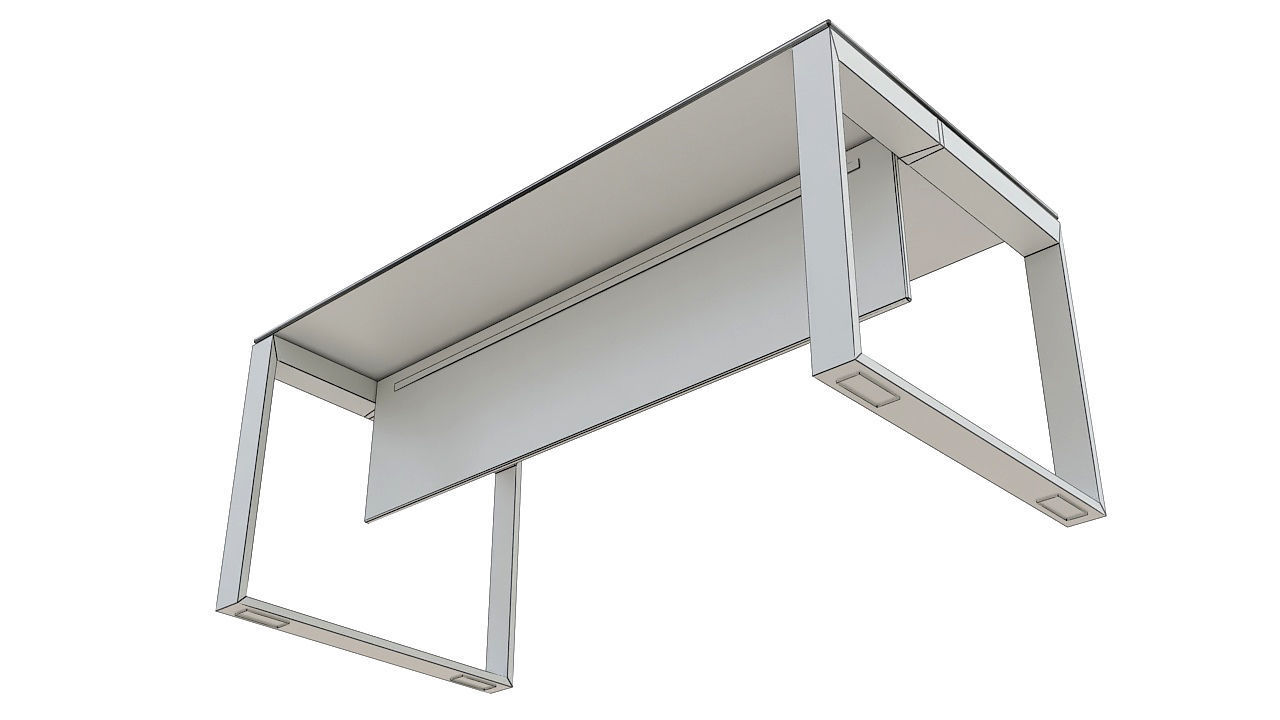 Leather metal desk 3D model_9