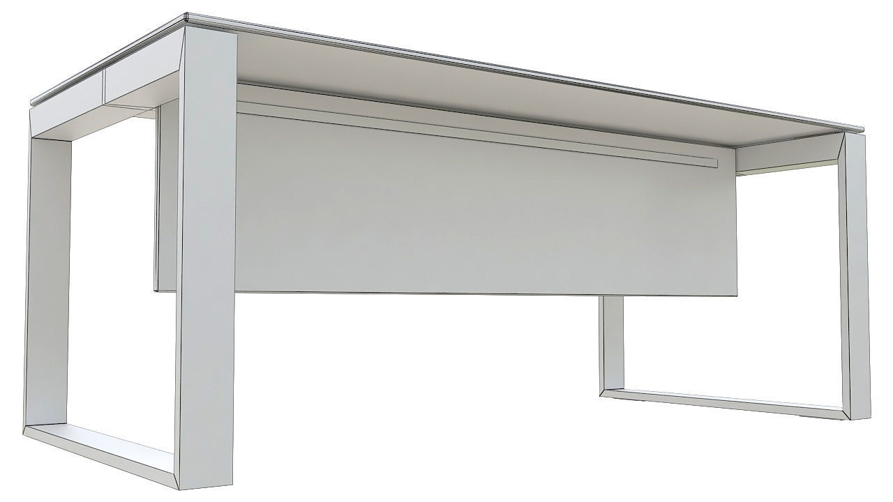 Leather metal desk 3D model_8