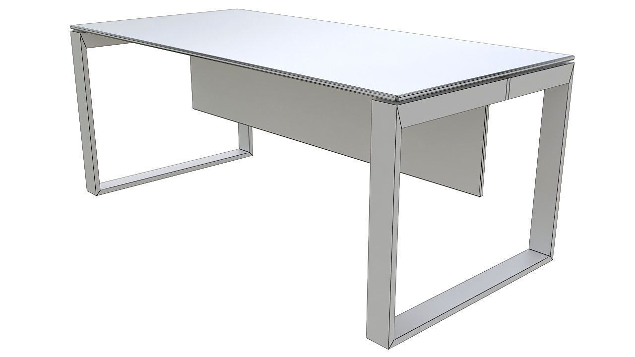 Leather metal desk 3D model_7