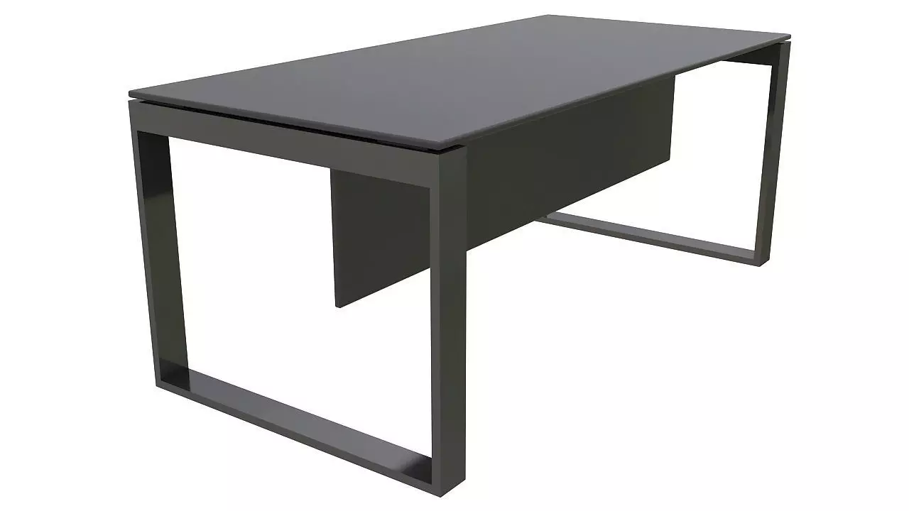 Leather metal desk 3D model_0
