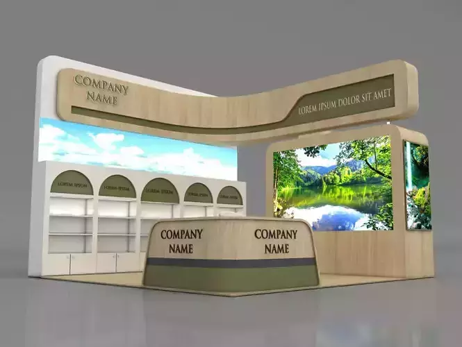 Booth Exhibition Stand Stall 5x5m Height 400 cm 3 Side Open 3D model