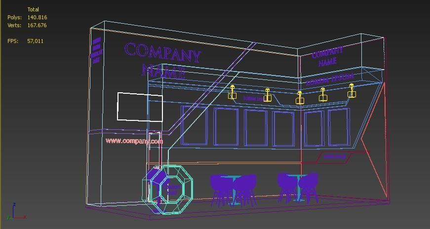 Booth Exhibition Stand Stall 4x8m Height 500 cm 2 Side Open 3D model_5
