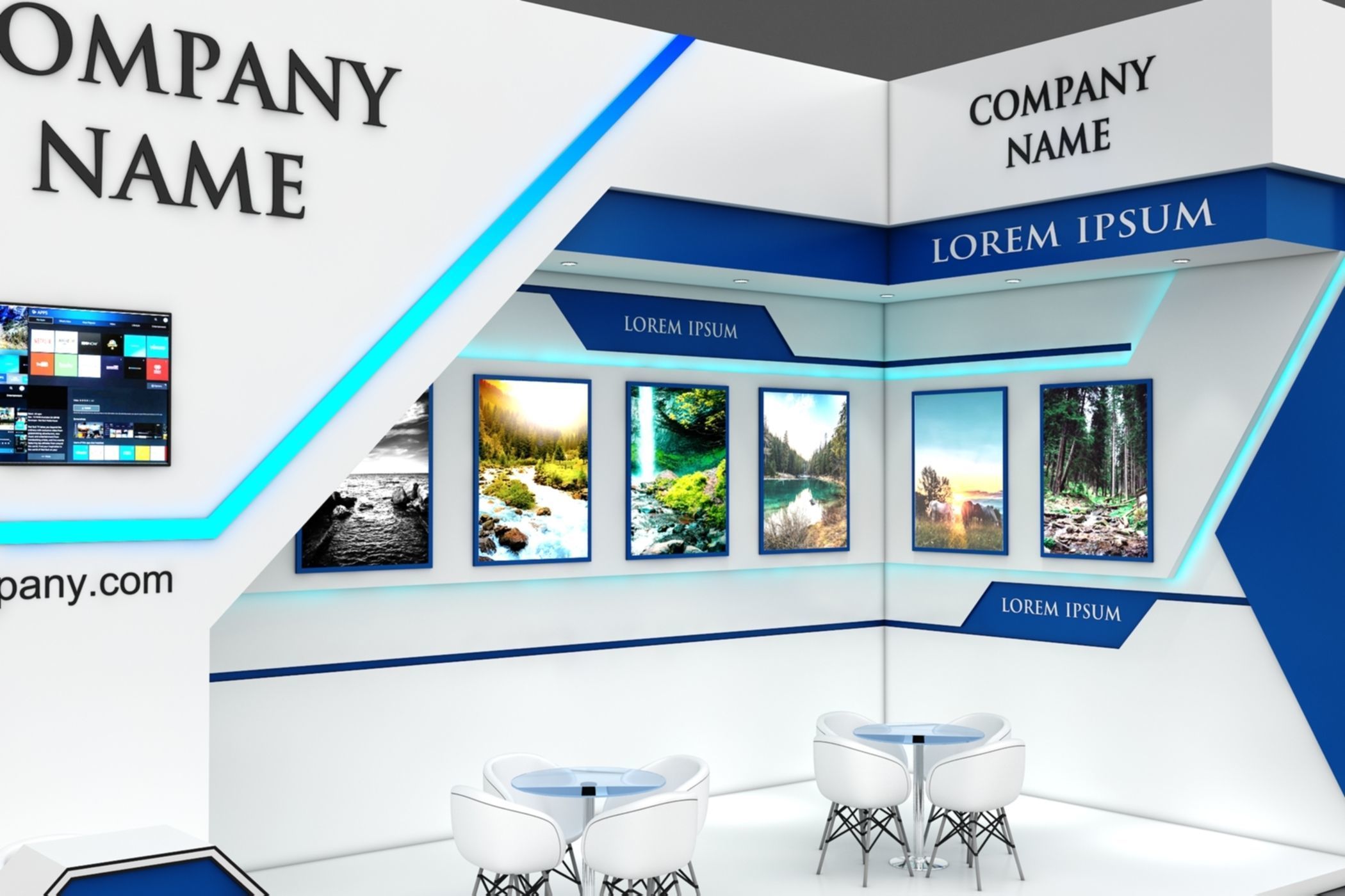 Booth Exhibition Stand Stall 4x8m Height 500 cm 2 Side Open 3D model_4