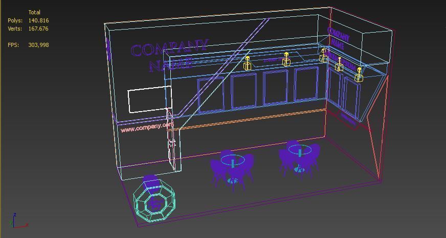 Booth Exhibition Stand Stall 4x8m Height 500 cm 2 Side Open 3D model_6