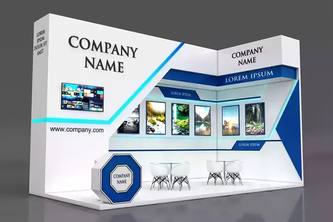 Booth Exhibition Stand Stall 4x8m Height 500 cm 2 Side Open