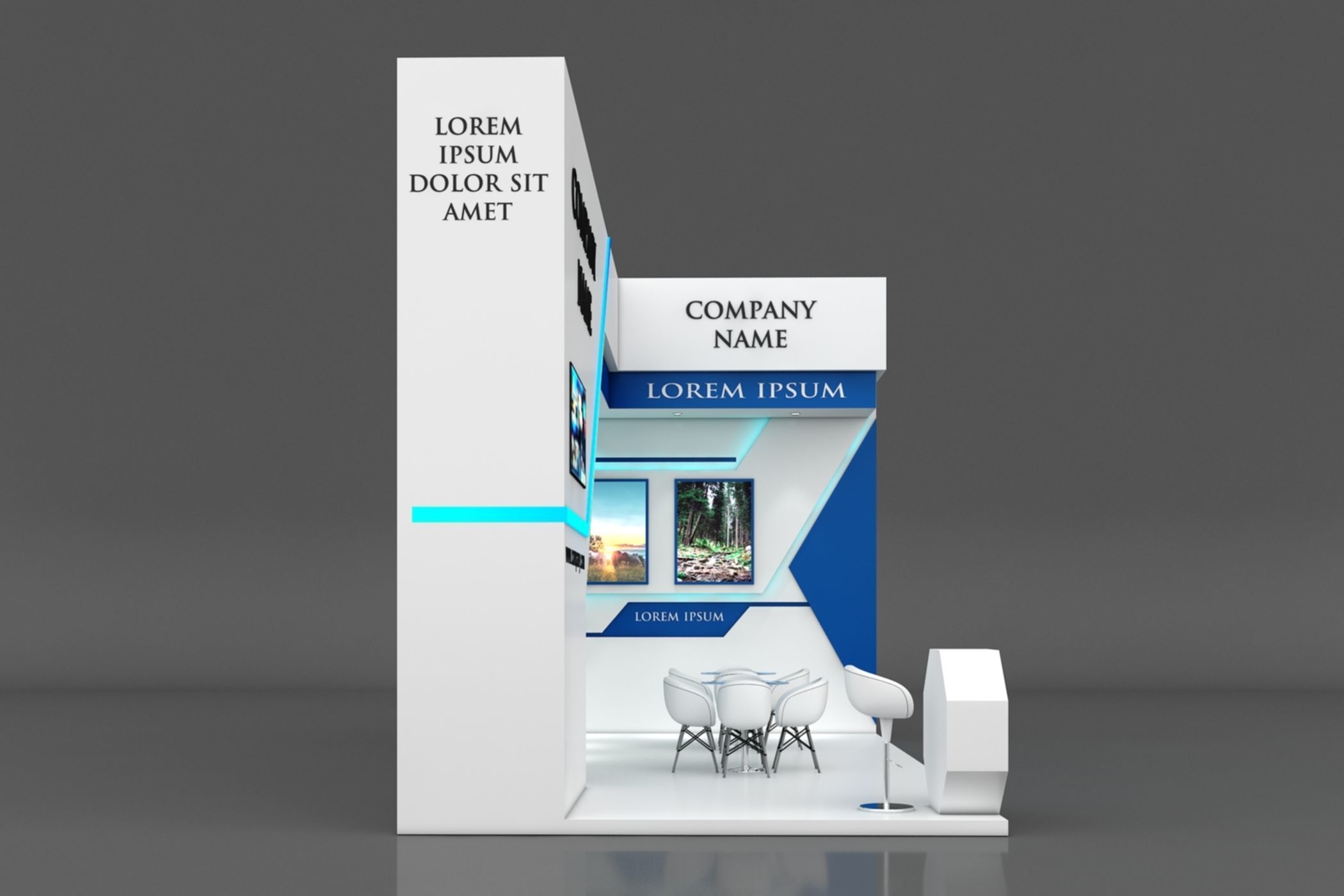Booth Exhibition Stand Stall 4x8m Height 500 cm 2 Side Open 3D model_1