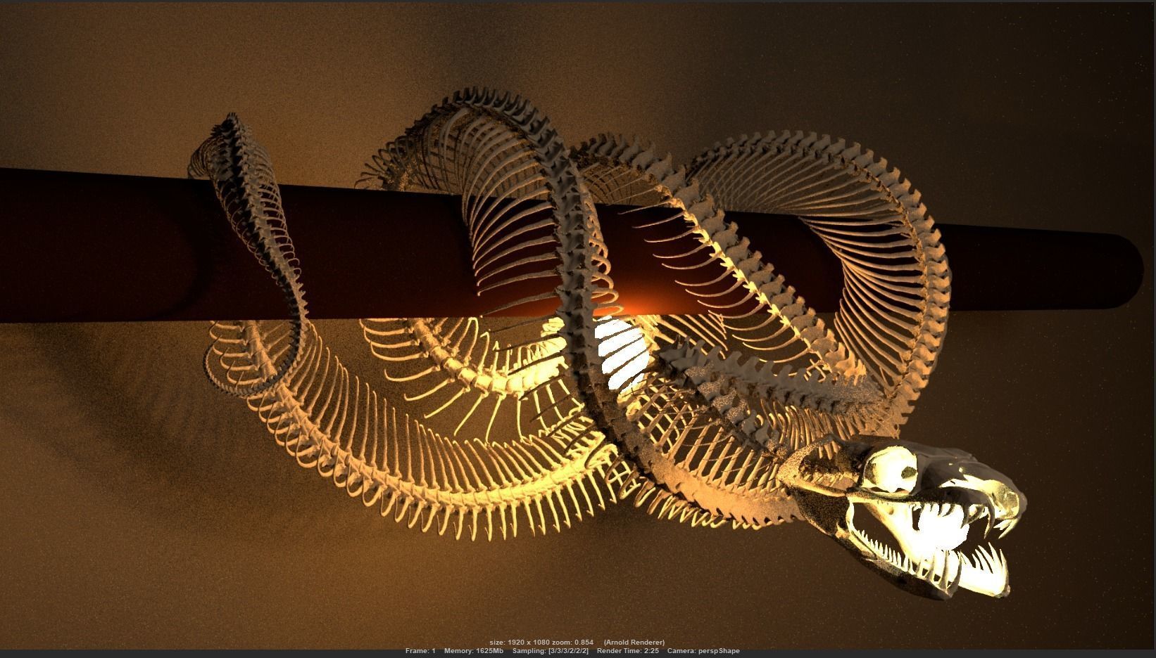 Python Skeleton Snake Lamp Decoration Scanned Printable replicas 3D print model_3