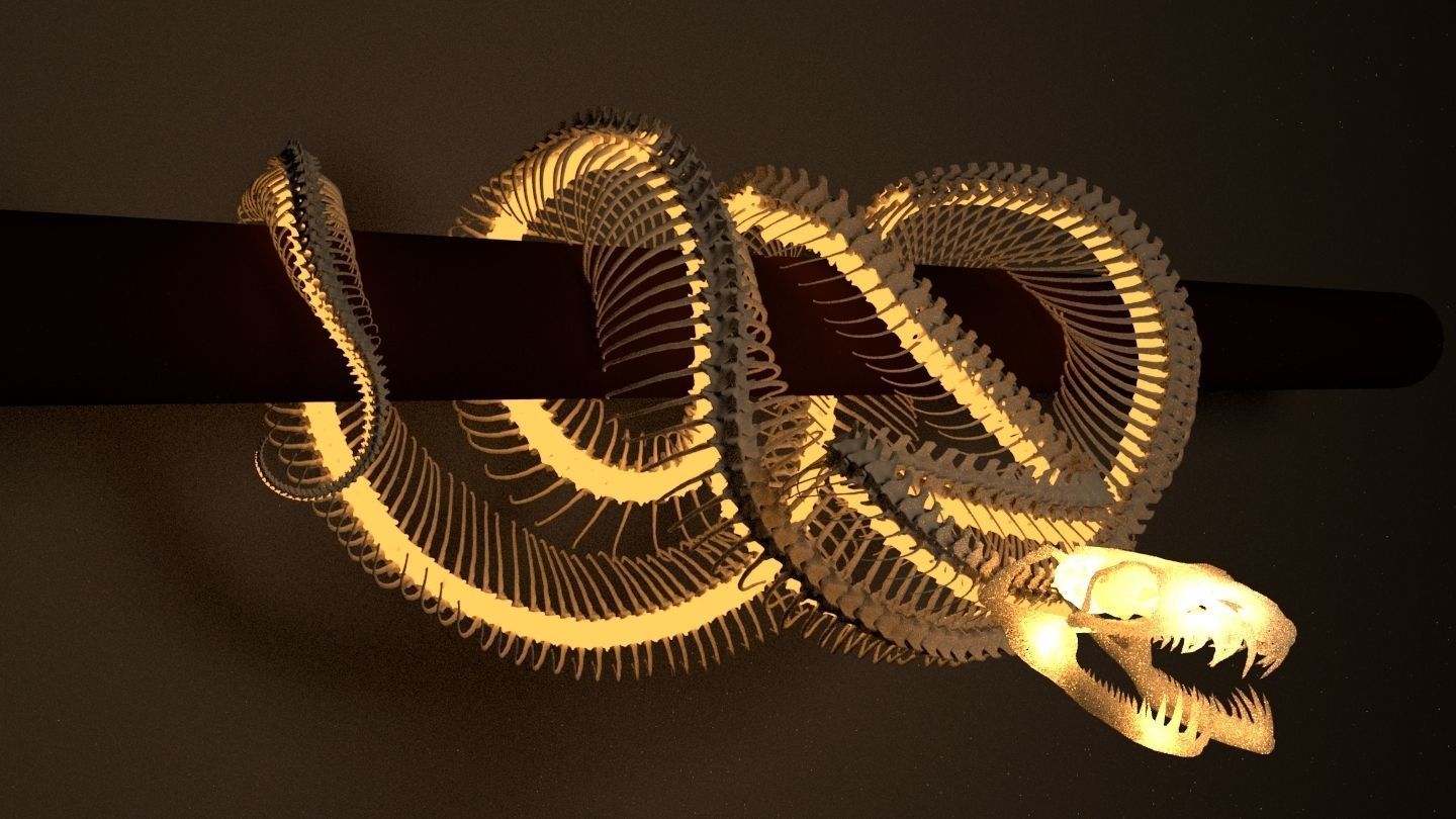 Python Skeleton Snake Lamp Decoration Scanned Printable replicas 3D print model_4