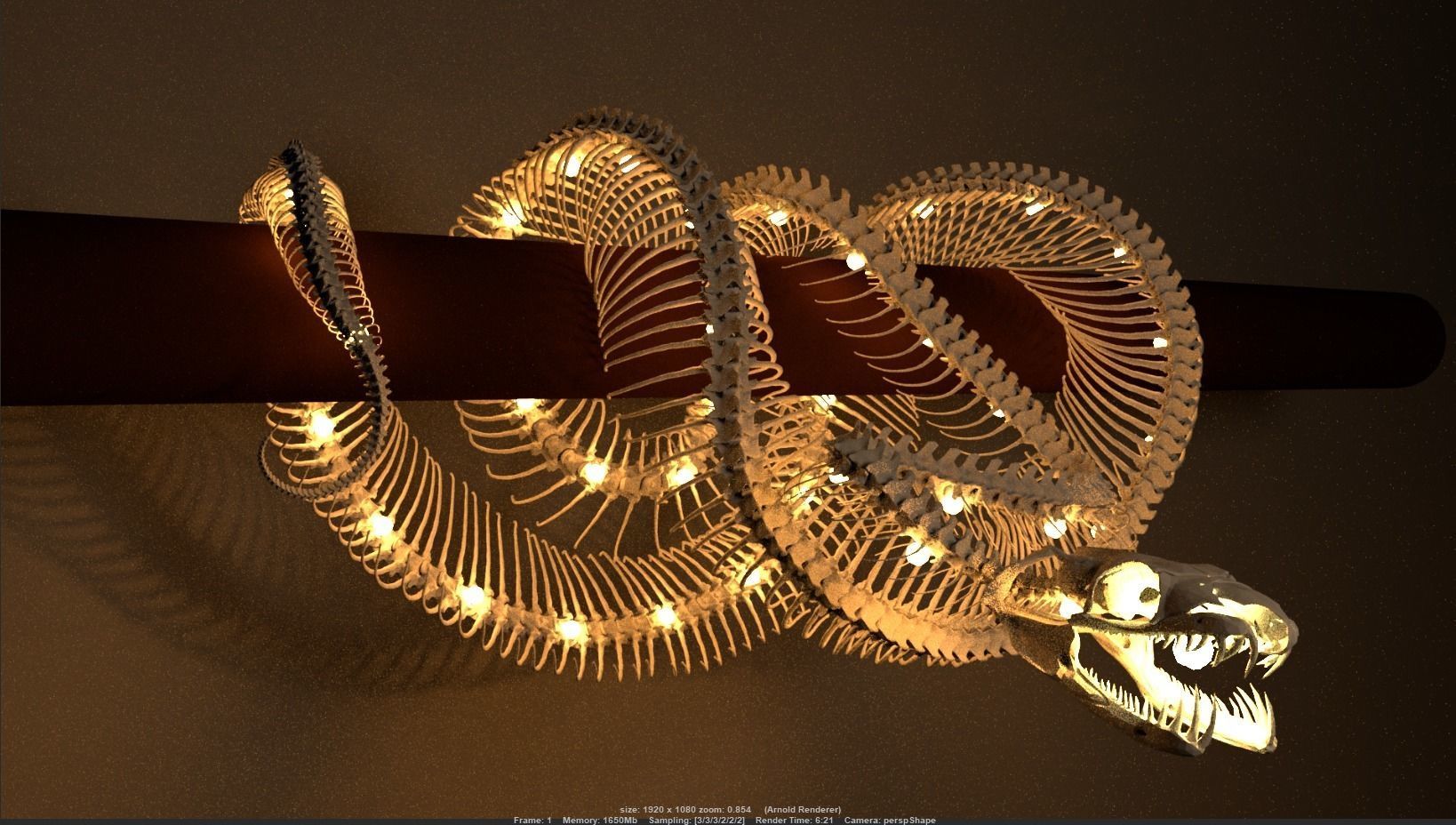 Python Skeleton Snake Lamp Decoration Scanned Printable replicas 3D print model_1