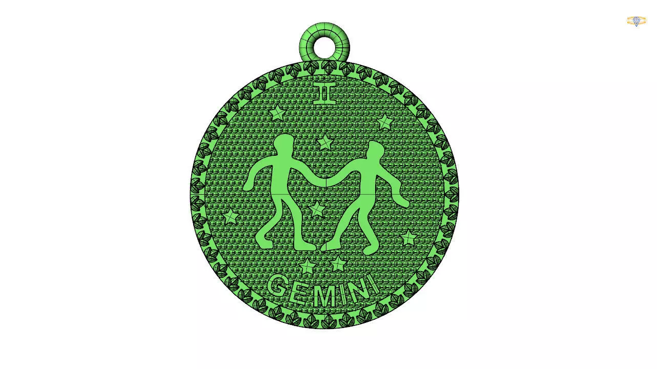 gemini zodiac sign pendant 3d file 3D print model_0