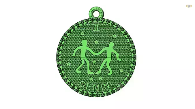 gemini zodiac sign pendant 3d file