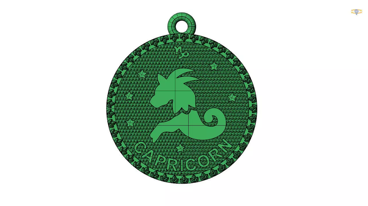 capricorn zodiac sign pendant 3d file 3D print model_0