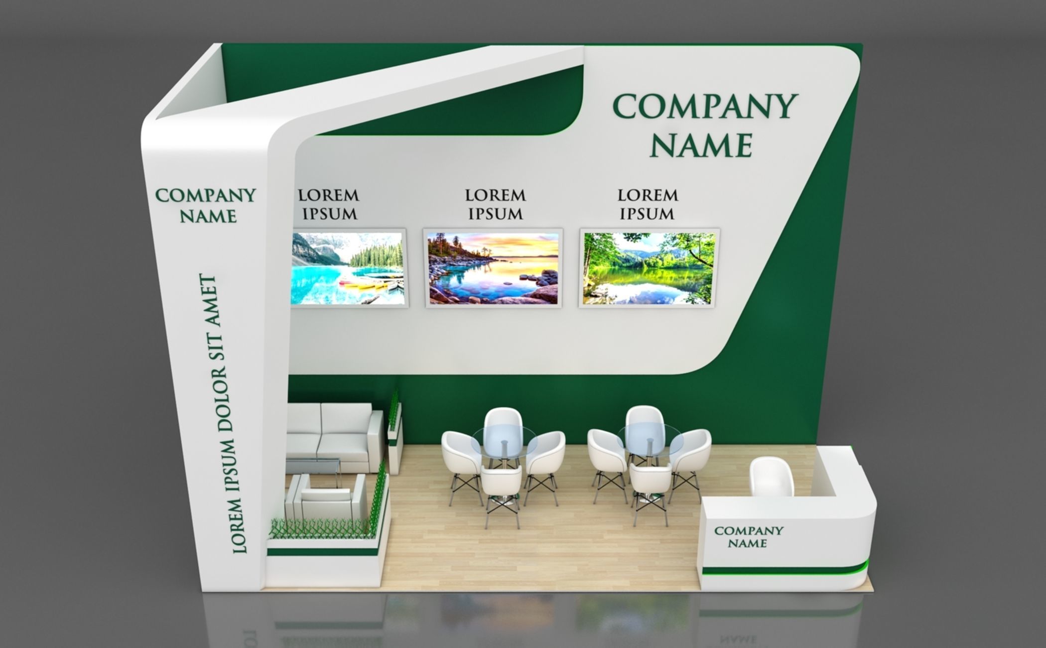 Booth Exhibition Stand Stall 3x7m Height 500 cm 2 Side Open 3D model_2