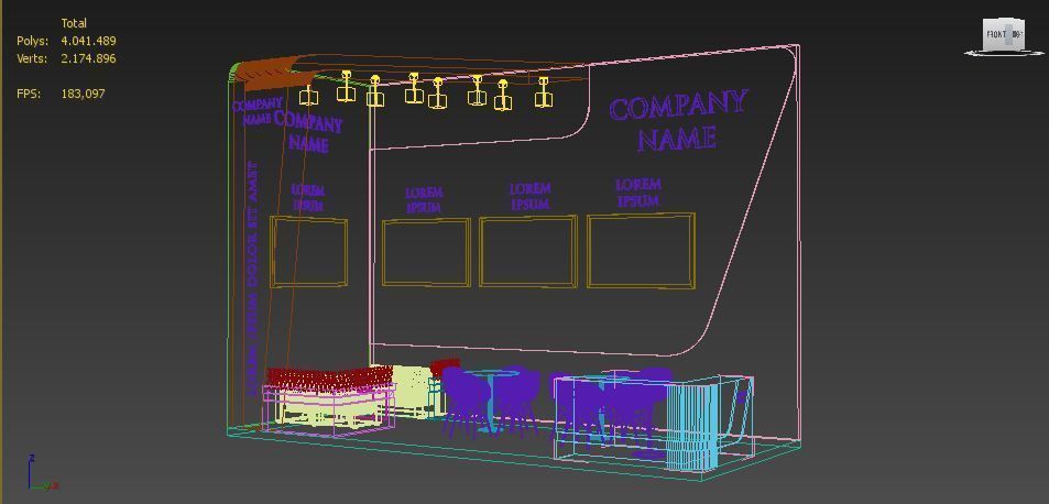 Booth Exhibition Stand Stall 3x7m Height 500 cm 2 Side Open 3D model_5