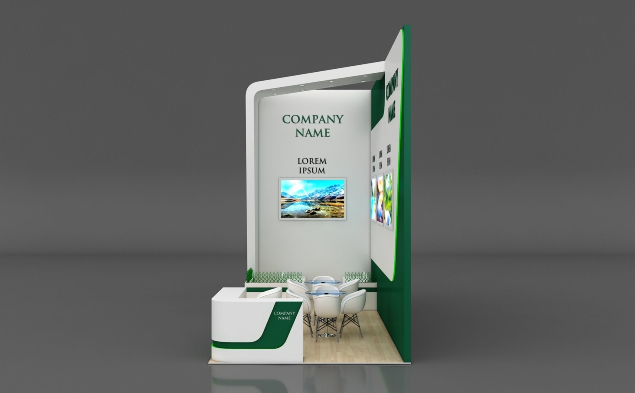 Booth Exhibition Stand Stall 3x7m Height 500 cm 2 Side Open 3D model_3