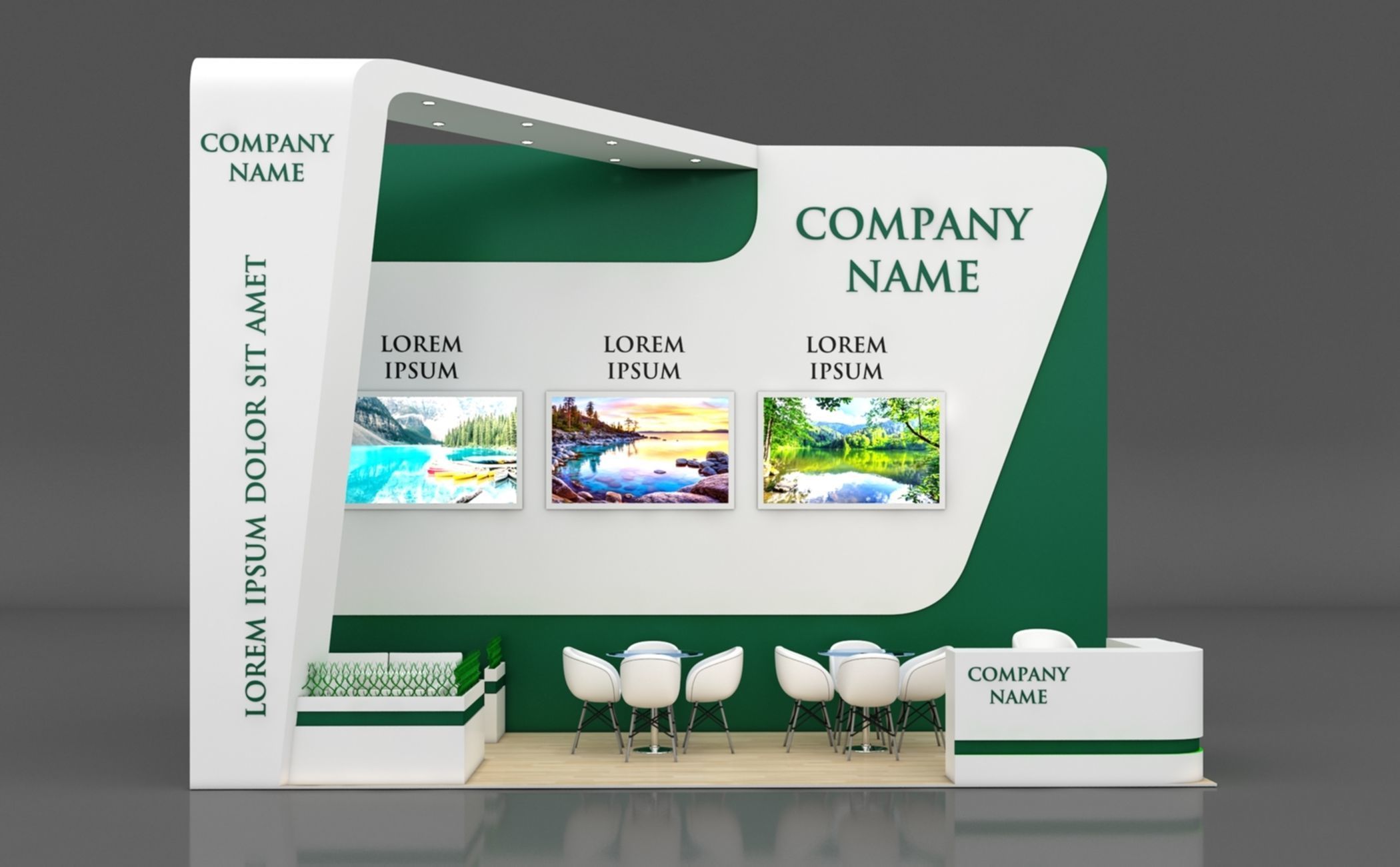 Booth Exhibition Stand Stall 3x7m Height 500 cm 2 Side Open 3D model_4