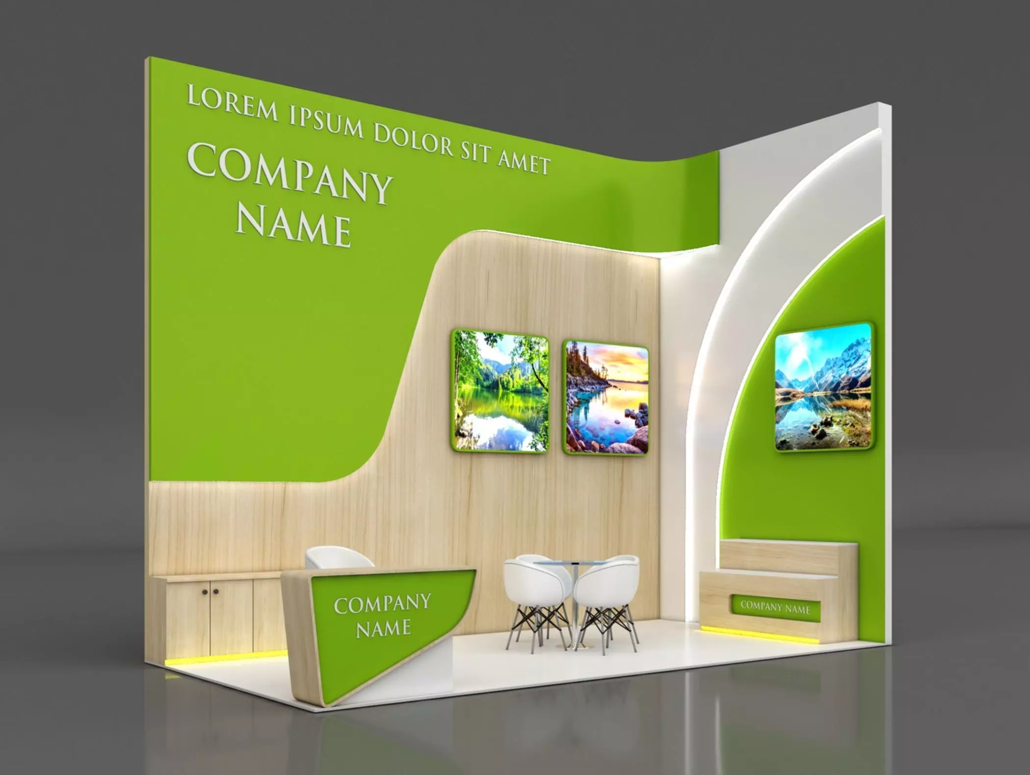 Booth Exhibition Stand Stall 3x6m Height 500 cm 2 Side Open 3D model_0