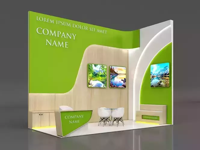 Booth Exhibition Stand Stall 3x6m Height 500 cm 2 Side Open 3D model