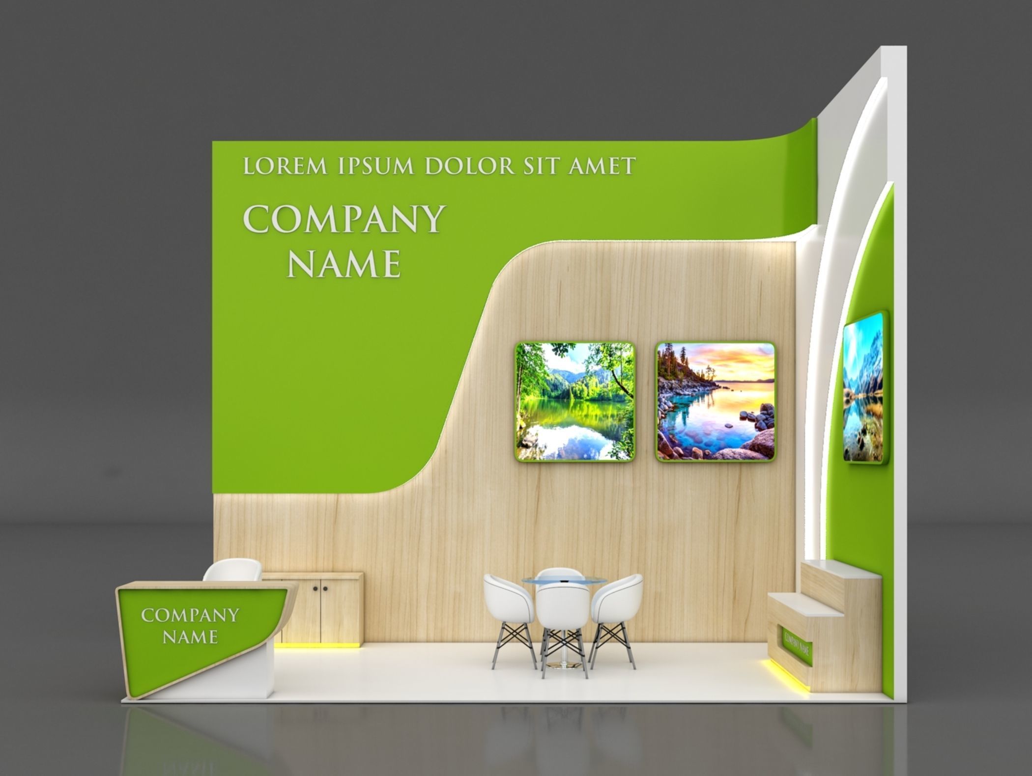 Booth Exhibition Stand Stall 3x6m Height 500 cm 2 Side Open 3D model_2