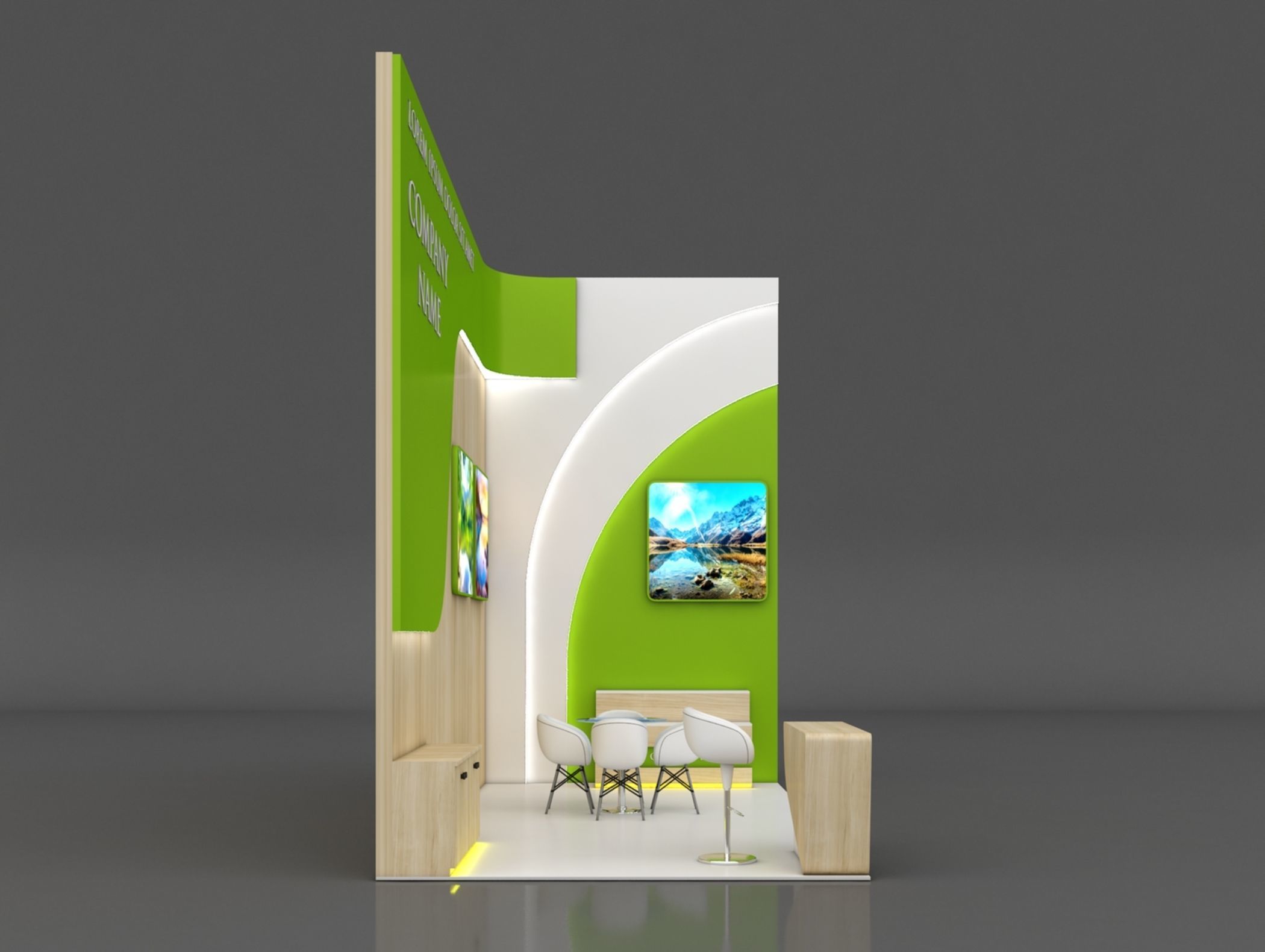 Booth Exhibition Stand Stall 3x6m Height 500 cm 2 Side Open 3D model_3