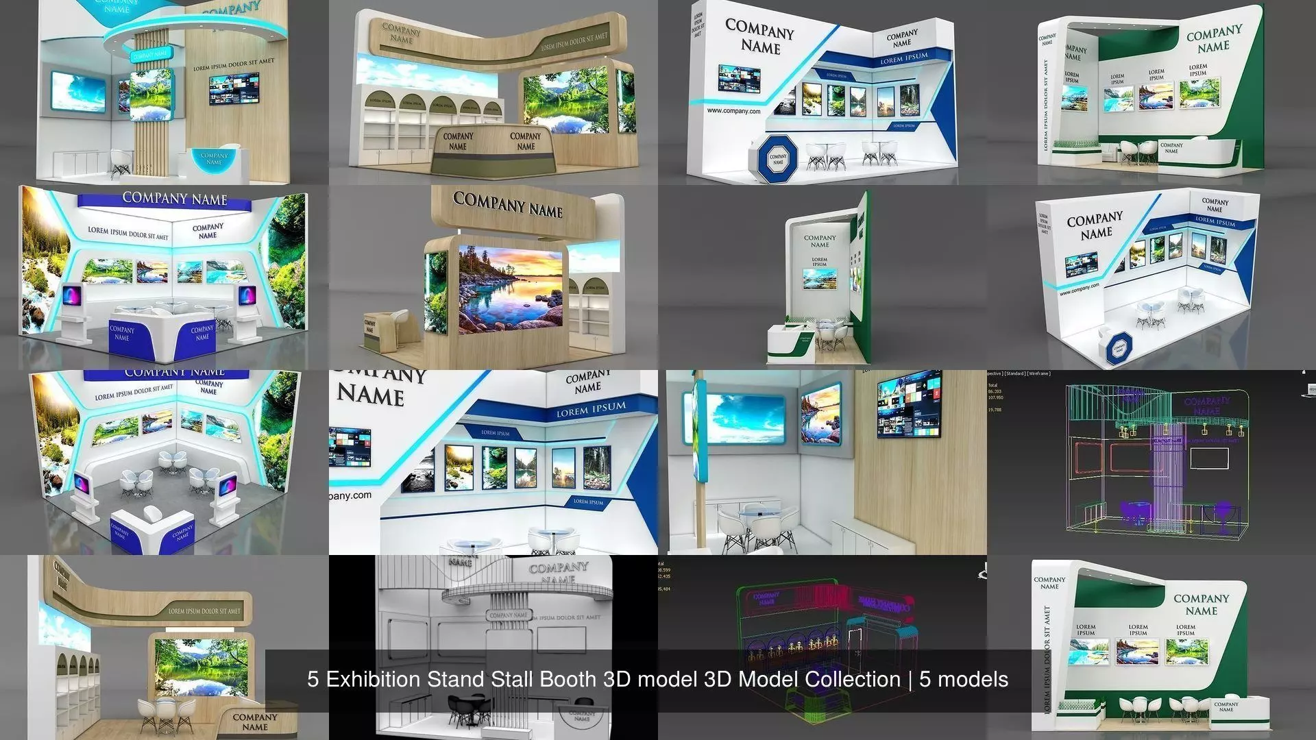 5 Exhibition Stand Stall Booth 3D model 3D Model Collection _0