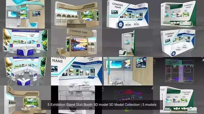 5 Exhibition Stand Stall Booth 3D model 3D Model Collection 