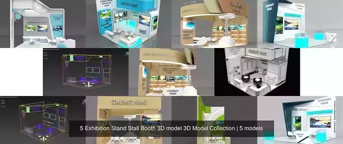 5 Exhibition Stand Stall Booth 3D model 3D Model Collection 